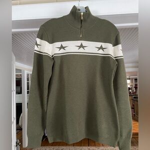 Vintage Bogner 1/4 Zip Green Star Sweater, Size S (Made in Italy)